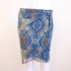 wet seal paisley wrap skirt mesh y2k boho indie